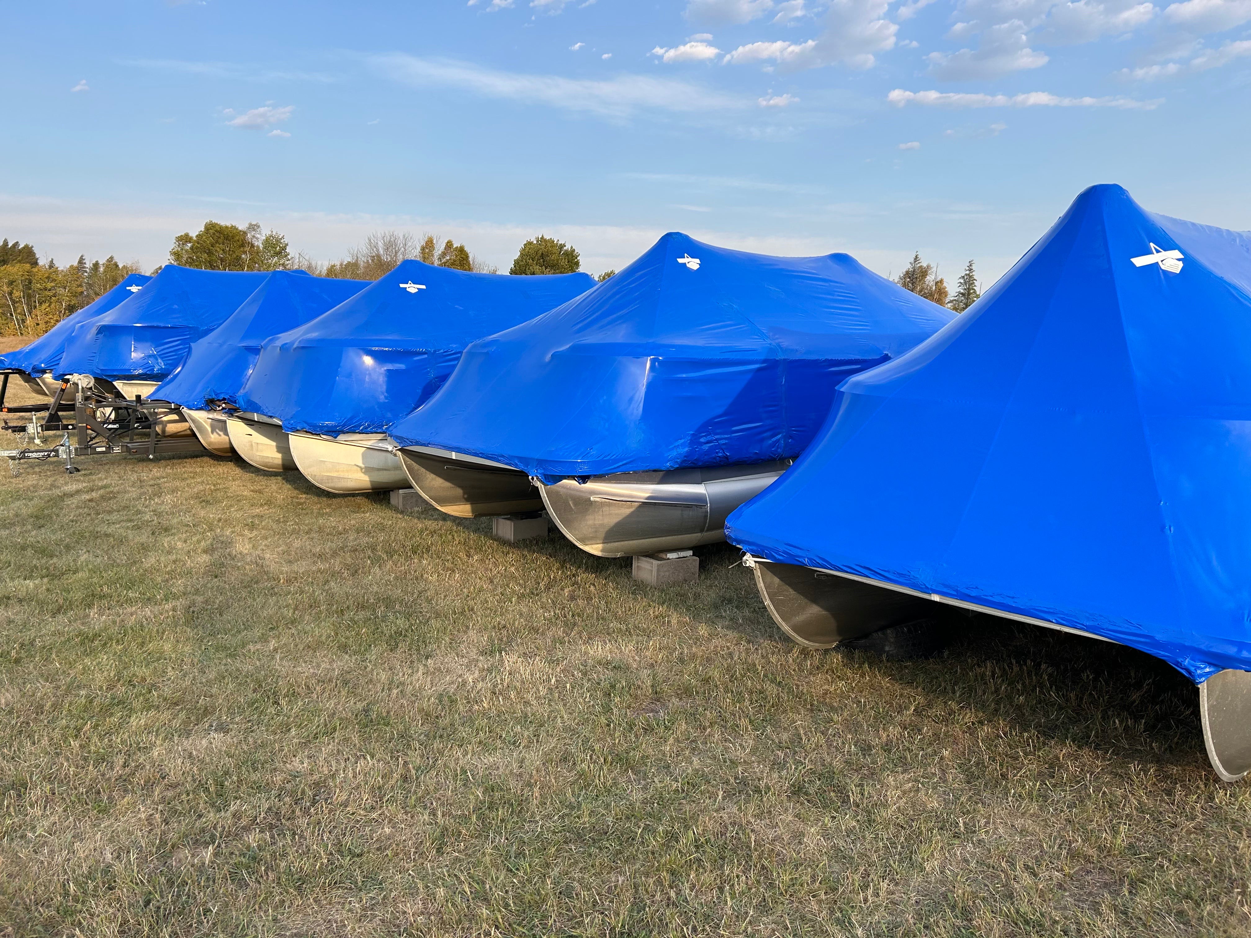 Wrapped boat at Hank's Storage Pros